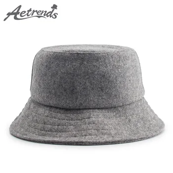 [AETRENDS] Zimowa wełniana czapka wiadro kapelusz kobiety mężczyźni hip-hop kapelusze wełniane Rybacki kapelusz męski Panama wprowadzenie japońska płaska czapka Z-6587