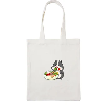 Duża pojemność Tote torby płócienne tkaniny Kawaii zabawny drukowany torba na ramię gospodarcza ekologiczna torba dla kobiet 2020 torby Plażowe