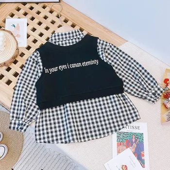 Gooporson jesień odzież Dziecięca chusta długa bluzka i list kamizelka moda koreański małe dziewczynki zestaw ubrań nastolatki dziecięce stroje