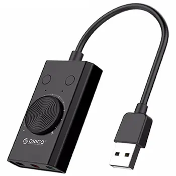 Orico Zewnętrzna karta dźwiękowa Usb stereo, mikrofon, głośnik, zestaw słuchawkowy o Jack kabel adapter przełącznik wyciszania dźwięku regulacja głośności