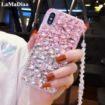LaMaDiaa Bling rhinestone kryształ diamentu miękka tylna pokrywa telefonu etui dla iPhone X XS MAX XR 5 6 7 8 plus 11 Pro MAX telefon etui
