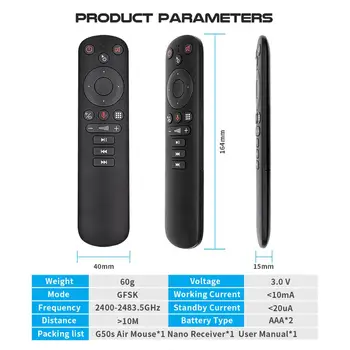 VONTAR G50S Voice Remote Control Gyroscope Air Mouse Wireless Mini Kyeboard with IR Learning for Android TV Box PC