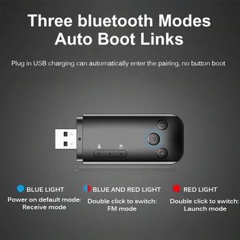 Mini bluetooth 5.0 bezprzewodowy klucz adapter odbiornik nadajnik USB, AUX wyjście FM obsługa nawigacji do komputera PC, laptopa