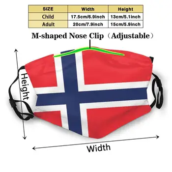 Norwegia Ekologiczna Maska Do Twarzy, Regulowana Моющаяся Wymienna Moda Fase Masks Brytania Norwegia Norweski Flaga Norge Noreg