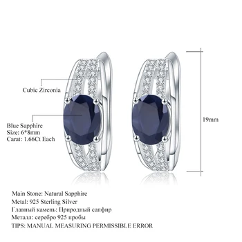 GEM balet 925 srebro kolczyki kamień szlachetny 3.32 Ct naturalny Niebieski szafir klasyczne kolczyki pręta dla kobiet biżuteria