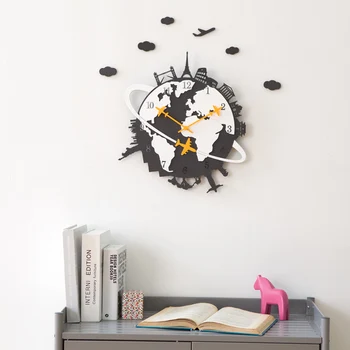 Współczesna mapa świata zegar ścienny, drewniane, kreatywne dekoracyjne ciche zegar ścienny duży zegar ścienny do salonu dekoracji domu C5T102