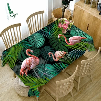 Dostosować 3D obrus Czerwony flamingo Zebra wzór przeciwpyłowa obrus prostokątny okrągły gęstnieje Poliester Bawełna pokrywa stołu