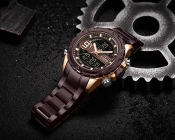NAVIFORCE Watch for Men Sport Chronograph Zegarki Clock 2020 Analog Digital 3ATM wodoodporny zegarek z podwójnym wyświetlaczem kwarcowy nowe
