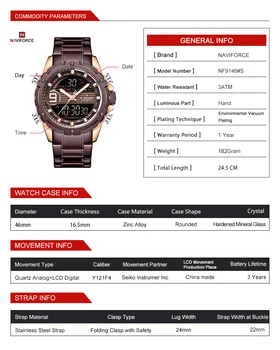 NAVIFORCE Watch for Men Sport Chronograph Zegarki Clock 2020 Analog Digital 3ATM wodoodporny zegarek z podwójnym wyświetlaczem kwarcowy nowe