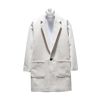 2019 nowy zimowy płaszcz z kapturem dla mężczyzn wypoczynek długie sekcji wełniane płaszcze dla mężczyzn czysty kolor dorywczo Modne kurtki codzienne męski płaszcz