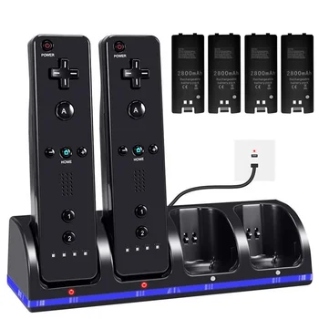 4 ładująca stacja dokująca z 4 bateriami do kontrolera Wii stacja ładowarka podstawka do Nintend Wii Remote Control Gamepad Charger Kit