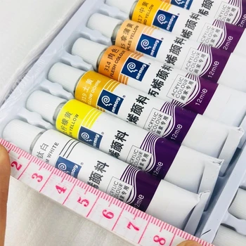 24 kolory 12 ml rura akrylowa farba zestaw kolor paznokci szkło artystyczne malowanie farba do tkanin narzędzia do rysowania dla dzieci DIY wodoodporny