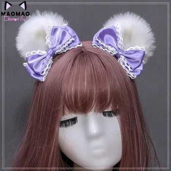 Anime Lolita piękny niedźwiedź ucho kwiat spinka do włosów KC akcesoria do włosów rocznika słodkie damskie ładny cosplay spinka do włosów na taśmie do włosów