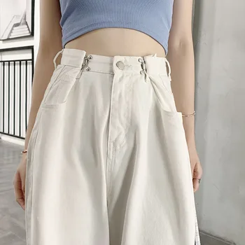 Szerokie spodnie 2020 białe dżinsy z wysokim stanem jeansowe spodnie boyfriend jeans dla kobiet temat spodnie Vaqueros Mujer