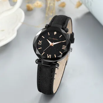 Nowy 2019 analogowy kwarcowy Diament zegarek Zegarek moda Damska Skórzany pasek luksusowe zegarki damskie sukienka bransoletka zegarek