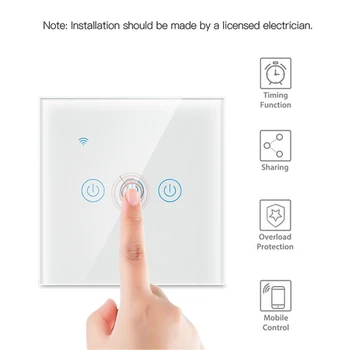 1/2/3/4 Gang TUYA WiFi Smart Touch Switch 170-240V Home Wall Button For Alexa And Google Home Assistant EU Standard