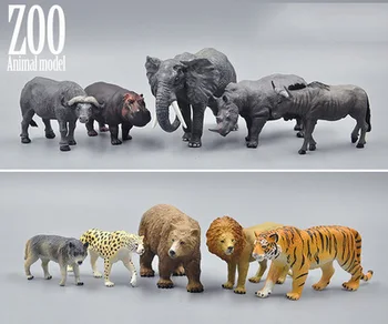Oryginalne autentyczne zestawy dzikich zwierząt w zoo słoń, wilk, tygrys Bengalski bawół gnu kolekcjonerskie figurki zabawka dla dzieci