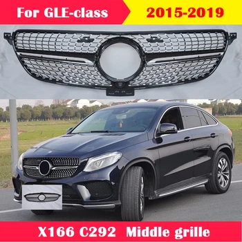 Przedni grill samochodu Mercedes-Benz GLE X166 W166 C292 W292-2019 ABS Diamond GT Styling Center Grill Auto Bumper Middle Grille