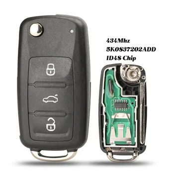 Jingyuqin 5K0 837 202 AD Remote Key for VW/VOLKSWAGEN 5K0837202AD Beetle/Caddy/Eos/Golf/Jetta/Polo/Scirocco/Tiguan/Touran/UP