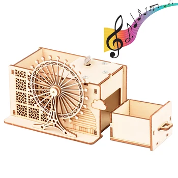 DIY 3D nowa drewniana ręcznie pozytywka puzzle Gramofon pianino, Harfa zestawy montaż zabawka prezent dla dzieci i dorosłych