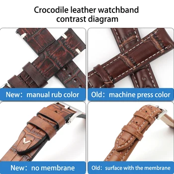 Skóra naturalna watchband 18 mm 20 mm 22 mm 24 mm ręcznie szyć Vintage Aligator pasek do zegarków wymiana dla mężczyzn pasy