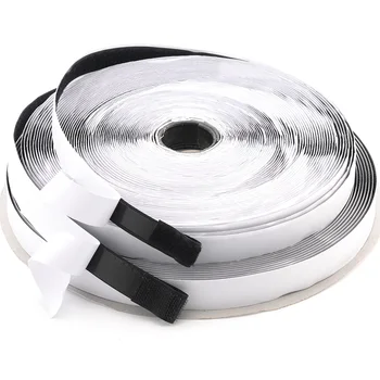 25Y Black White Hook and Loop Fastener Magic Tape Nylon Sticker Adhesive Hook LoopDisks Tape taśma do szycia z silnym klejem 16-100 mm