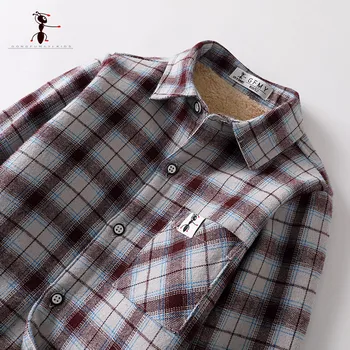 Kung Fu Ant Brand Original jesień zima komórkowe ciepłe pluszowe koszule dla chłopców 4T-12T wysokiej jakości bawełniane ciepłe dziecięce, koszule