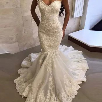 Luksusowe ciężkie kulki Mermaid suknia ślubna 2020 bez ramiączek kochanie wspaniałe suknie ślubne Suknia Vestido de noiva