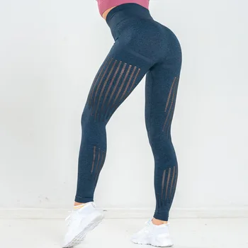 Hollow Sportowe Legginsy Kobiety Joga Spodnie Oddychająca Jogging Siłownia Odzież Sportowa Elastyczny Fitness Spodnie Energia Bezszwowe Kontrola Brzucha