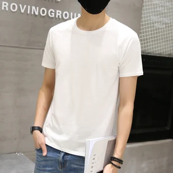 T-shirt z krótkim rękawem dla mężczyzn w 2020 lato w zasadzie czysty kolor jednolity wielokolorowy modny trend koreańska wersja bawełna t-shirt dla mężczyzn
