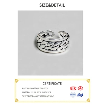 Czysty 925 srebro pierścień moda prosty łańcuch rocznika pierścień cienki geometryczny palec pierścień dla kobiet biżuteria anty alergia