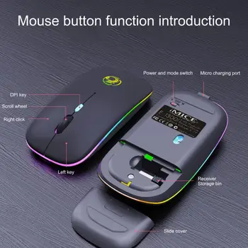 IMICE E-1300 mysz bezprzewodowa akumulator Bluetooth, podwójny tryb wyciszenia podświetlona mysz bezprzewodowa dla komputerów PC komputer laptop