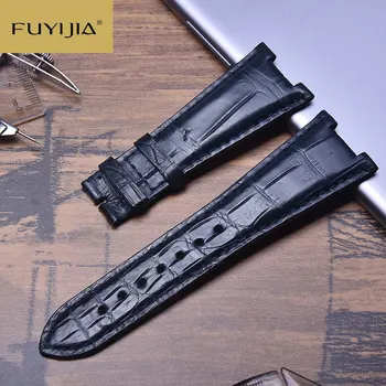 FUYIJIA Men Women Custom NAUTILUS Watchbands Handmade Alligator Watch Band 25MM Crocodile Skin Belt Wodoodporny Top Brand Strap