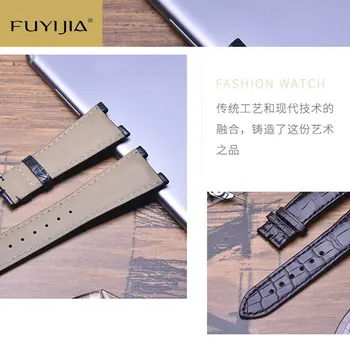 FUYIJIA Men Women Custom NAUTILUS Watchbands Handmade Alligator Watch Band 25MM Crocodile Skin Belt Wodoodporny Top Brand Strap