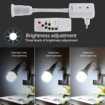 Dimmable E27 Socket Wireless Remote Control Lamp Holder Switch 220V Dimmer Light Base with Timer for LED Bulb Night Lights