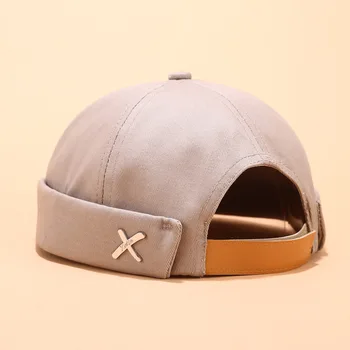 Retro bez obramowania czapka Тюбетейка kapelusz regulowany wynajmujący oddychająca Czapka kapelusz marynarz czapka vintage hip-hop mężczyźni czapki kapelusz z literą X