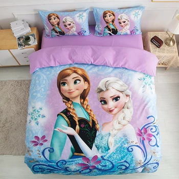 Disney Frozen Princess Elsa Anna 3d zestawy pościeli dla dzieci chłopcy dziewczęta kołdrę zestaw Twin Queen Size pościel poszewka