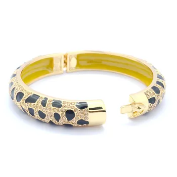 Leopard pasek bransoletka bransoletki mankietu emalia z austriackich kryształów dla kobiet biżuteria 2 Kolor SKC1683 (sprzedawany)