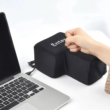 2019 Big USB Enter Key Anti Stress Button Decompression Computer Any Vent Pillows Button Desktop Pillow Programmer For