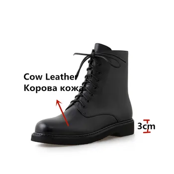 FEDONAS naturalna skóra damskie zimowe buty 2020 jesień krzyż wiązane gruby obcas Buty damskie moda pracy botki nowe