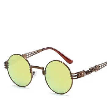 Metal okrągły steampunk wiosenne okulary mężczyźni kobiety Modne okulary marki projektant retro gafas de sol zonnebril dames oculos UV400