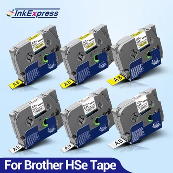 InkExpress HSe231 HSe631 Labels 6/9/12/18mm Heat Shink Tube Label Tape HSe221 HSe241 HSe621 Tape for Brother P-touch Label Maker