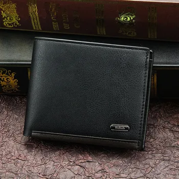 Męski krótki portfel casual Leather Hasp dodatkowe portfele dla monet tcartera de hombre 3-Folding multi-card position Simple Wallet