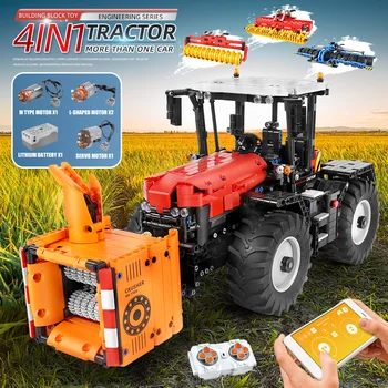 MOULD KING 17020 APP Car Toys The RC Motor Trator With Packer Roller Harrow Building Blocks Part Kids Christmas Gift