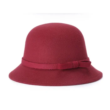 Nowa moda panie kobiety dziewczyny Vintage wełniany filc melonik derby Fedor трилби kokardą filcu kapelusz kapelusz dla kobiety basenie cap 2020