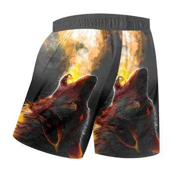 OGKB nowe damskie/ męskie 3D drukowane Fire Wolf Board Szorty Unisex Short Pants Plus Size Beach Shorts Loose Szyby 5XL