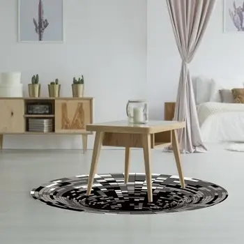 Nowy 3D czarny biały spiralny dywan okrągły dywan do sypialni, salonie dekoracji w domu