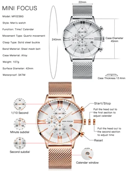 Mini ostrość wojskowe męski zegarek kwarcowy Ocean Blue ultra-cienki siatkowy pasek tarczy 3 6 strzelec kalendarz wielofunkcyjny zegarek