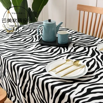 Skandynawski styl czarno-biała w paski zebry modne obrus stół szafka pod tv prostokątna pokrywa kuchenki mikrofalowej