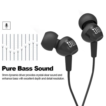 JBL C100Si oryginalne 3,5 mm przewodowe słuchawki stereofoniczne Deep Bass Music sportowy zestaw słuchawkowy Running słuchawki Hands-free Call z mikrofonem